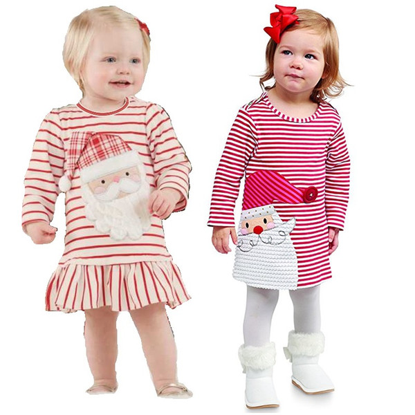 Baby Santa Costumes Dress Girl Christmas Clothes Children Jumpers Infant Dresses Xmas Gift Toddler Outfits Tee Shirt Tops Cotton