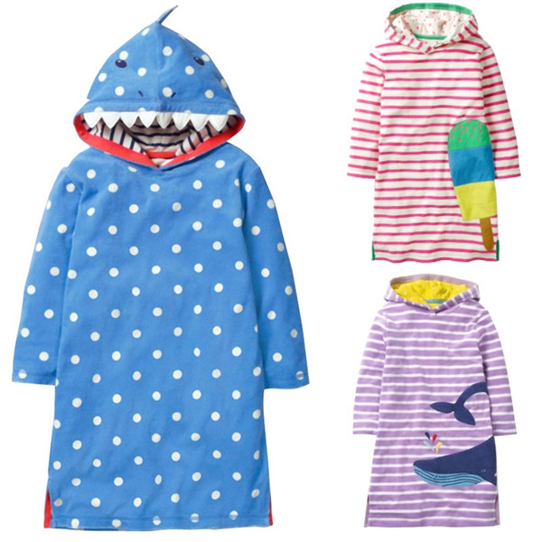 Shark Baby Girl Clothes Autumn Hooded Children One-Piece Dress Girls Costumes Jumper Kids Sweater Outfits Hoodies Top 1 3 5 7 9Y