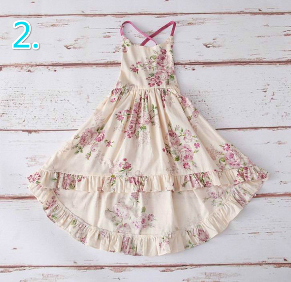 Retail 2019 Easter Girl Floral Dress Backless Sleeveless High Low Bohemian Beach Cotton Dress Children Clothing 1-8Y E1705