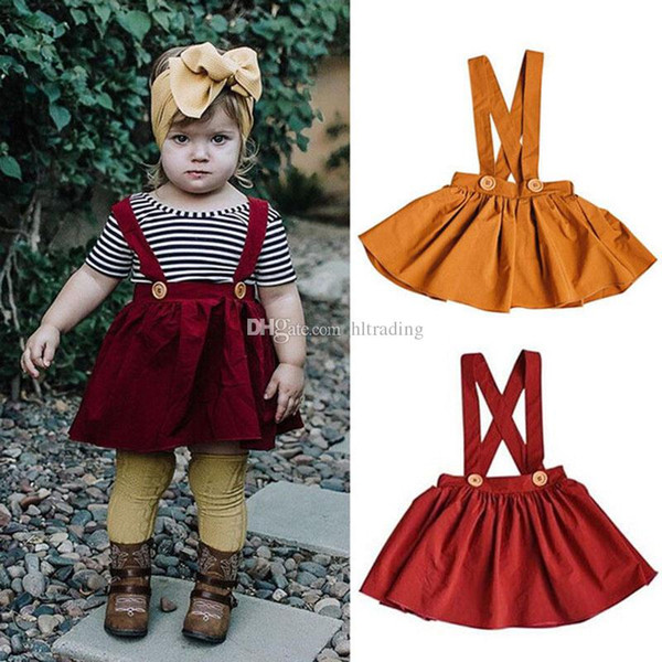 New Spring Autumn Baby suspender dress Boutique fashion kids strap dress children girls clothing C5755