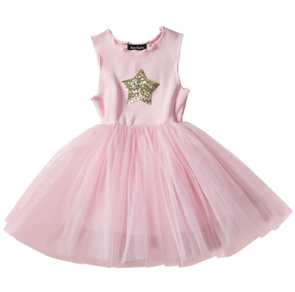 New design baby girl's dress INS hot sell children's star vest princess tutus skirts kids sequin boutiques clothes