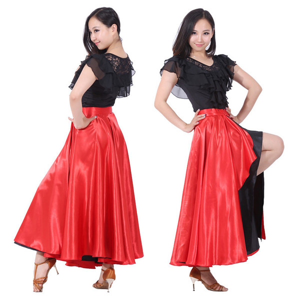 Women Red Spanish Belly Dance Dress Adult Flamenco Skirt Belly Dance Bull Dance Costume Women Maxi