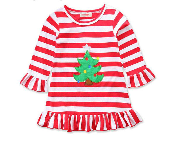 Children's wear autumn hot style ins girls lovely cartoon Turkey on Christmas day long-sleeved dress