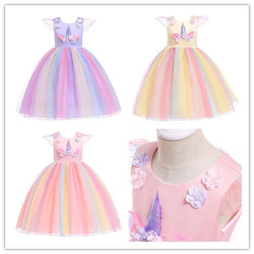 kids Unicorn dress girls lace sleeveless dress children clothes kids designer princess skirts baby Cosplay dresses