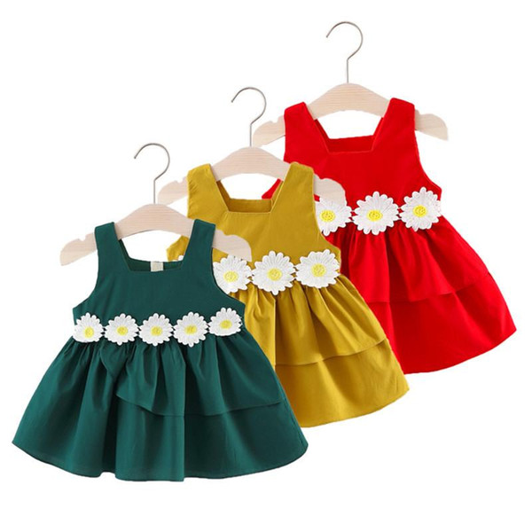 Flower Baby Girls Dress 2018 New Sleeveless Newborn Dresses for Baby Girls Summer 1 Year Birthday Party Dress Baby Clothing