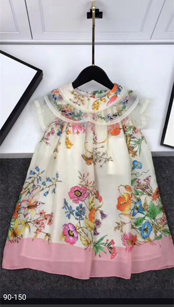 2019 Summer High quality Baby Girls Dress Party Short Sleeve kids Flower Dress for Girl Dress children dresses