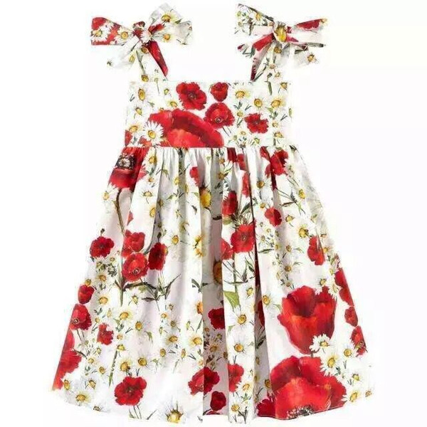 Skirt of peng peng comfortable bowknot broken flower flower girl princess dress children suspender skirt