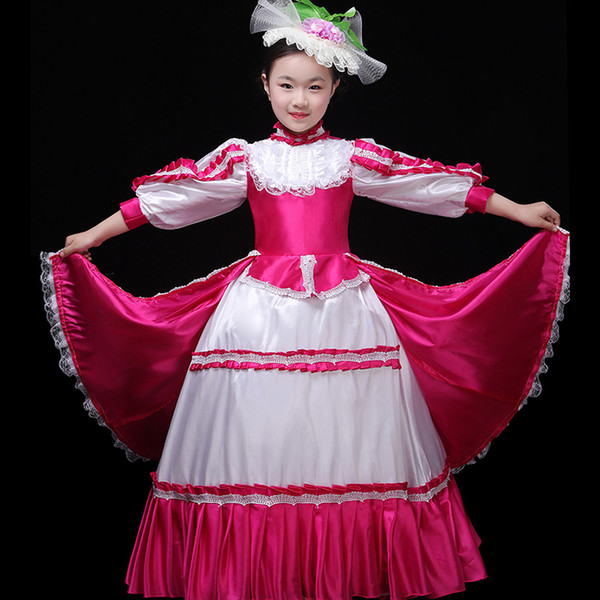 Customized 2019 Pink and White Children Birthday Party Dress Medieval European Court Marie Antoinette Ball Gowns Costume