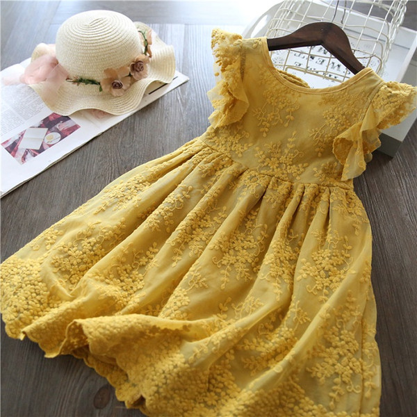 summer girls flower wedding dress Sleeveless Lace Princess Dress party tutu dresses children costumes kids clothing for 2-6 years girl