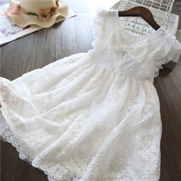 Girls lace party princess dresses Summer Petal Sleeve Cotton Casual Dress children wedding dress princess costumes kids clothing 2-6 years