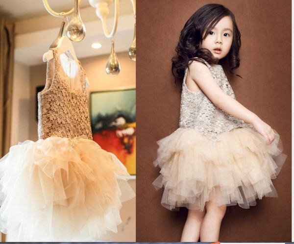 Sequins Kids Baby Flower Girl Dress Tutu Party Dress Cute Sleeveless Ball Gown Dress