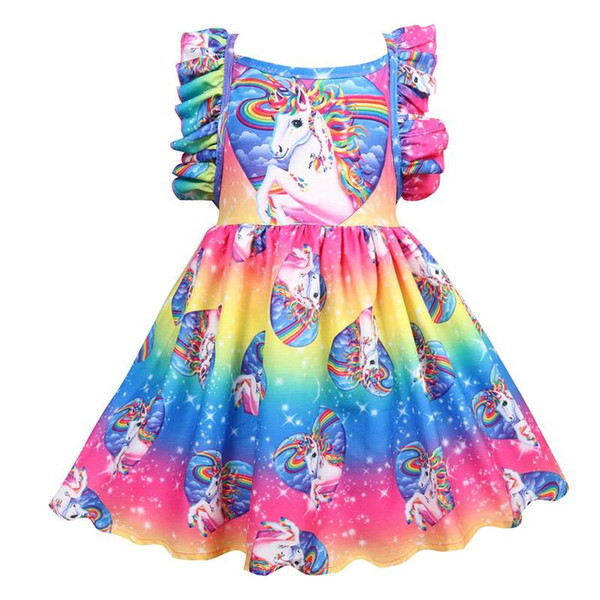 Girls Unicorn Dress 2018 Kids Backless Dresses For Girl Children Casual Dress Toddler Summer Clothes