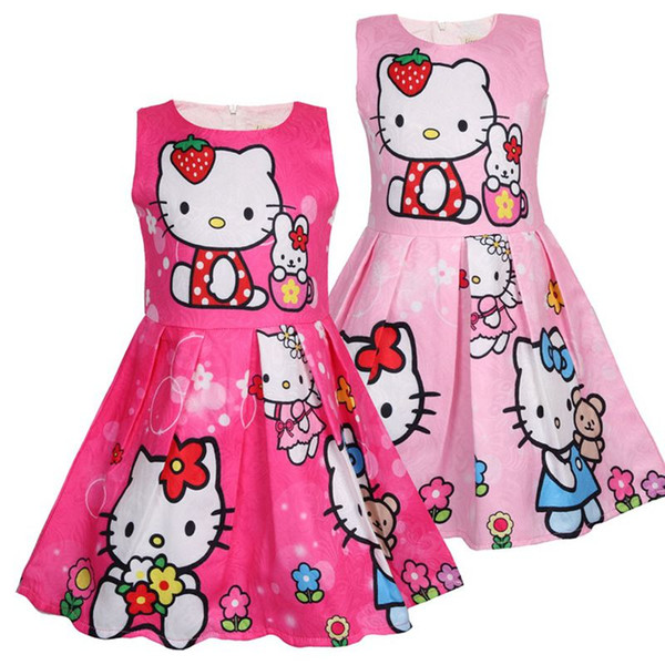 Baby Girls Kitty Dress 2018 Kids Princess Dresses For Girl Toddler Summer Clothes Children Kitty Dress