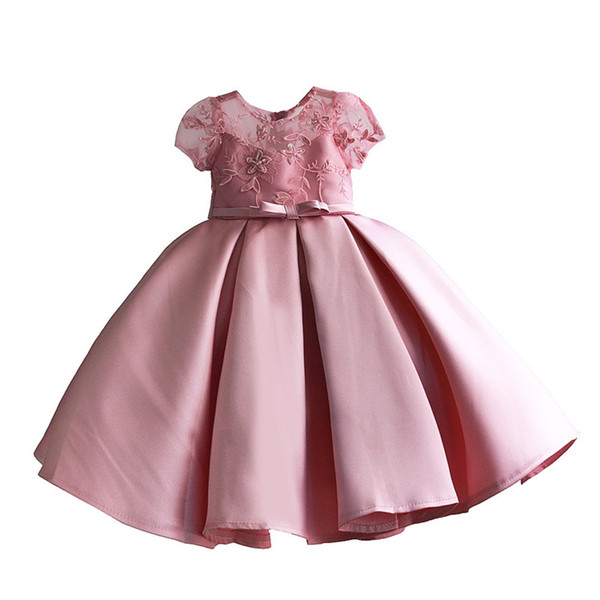 Childrens Beaded And Lace Princess Dresses 2018 Kids Party Clothes Baby Girls Evening Dress Toddler Wedding Dress For 4-9T