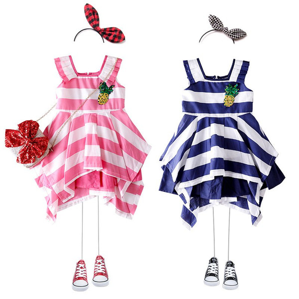 Baby Girl Sequined Pineapple Dress 2019 Girls Summer Clothes Kids Asymmetrical Clothes Children Casual Dresses For Girls