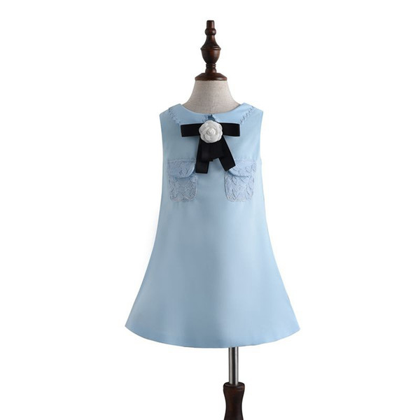 Baby Girls Flower Brush Dress 2019 Kids Dresses For Girls Princess Dress Infantil Party Dress Girl Light Blue Clothes For 110-150cm