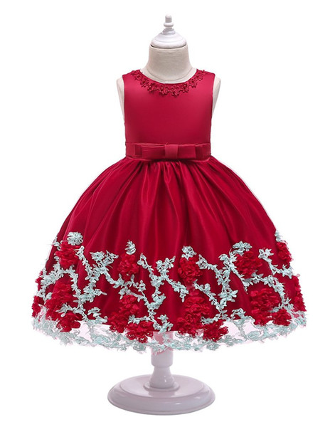 Girls Flowers Dress 2019 Kids Dresses For Girls Girl Evening Princess Dress Baby Kids Elegant Party Dresses For 100-150cm