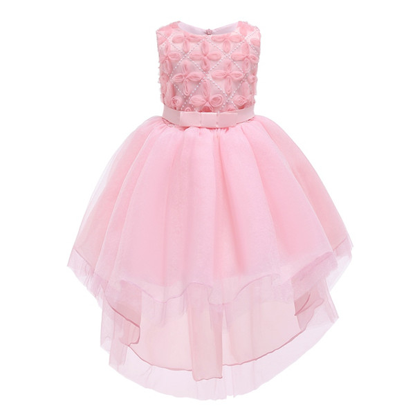 Baby Girls Pink Lace And Sequined Dress Kids Dresses For Girls Girl Summer Princess Dress 2019 Kid Party Clothes For 100-150cm