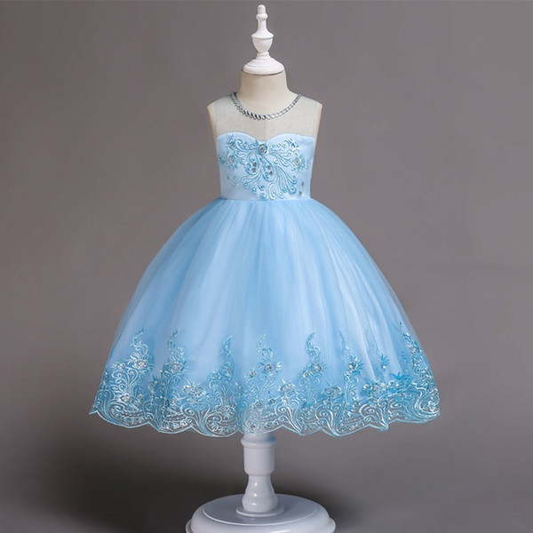 2018 Baby Girls Embroidery And Sequined Dress Kids Princess Clothes Infantis Egegant Dresses For Party And Wedding 90-170cm