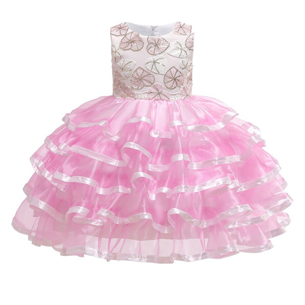 Girls Embroidery X Sequined Dress 2019 Kids Dresses For Girls Girl Princess Dress Kid Layere Party Dresses Kid Wedding Clothes For 110-150cm