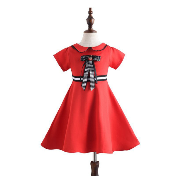 Baby Girls Bow Brush Dress 2019 Kids Dresses For Girls Princess Dress Infantil Party Dress Girl Short Sleeve Clothes For 110-150cm