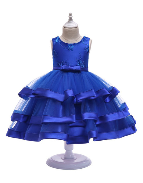 Girls Embroidery Layered Dress Kids TUTU Dresses For Girls Girl Evening Princess Dress Baby Kids Elegant Dresses For 100-150cm