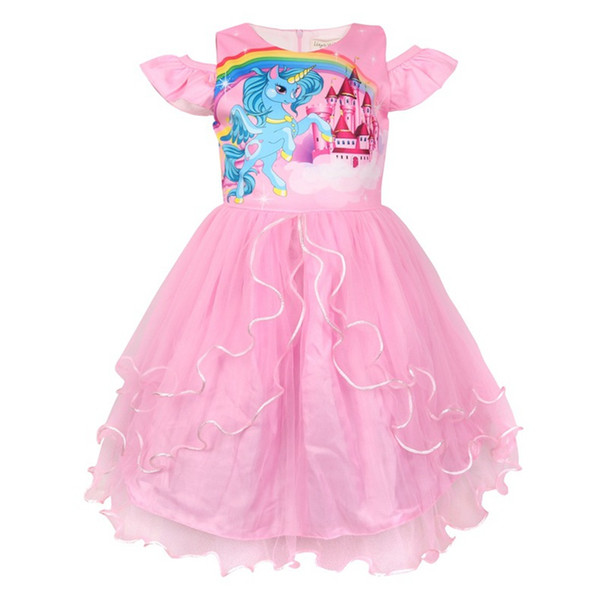 Girls Unicorn TUTU Dress 2019 Kids Dresses For Girls Princess Dress Infantil Cartoon Dress Girl Costume Clothes For 100-140cm