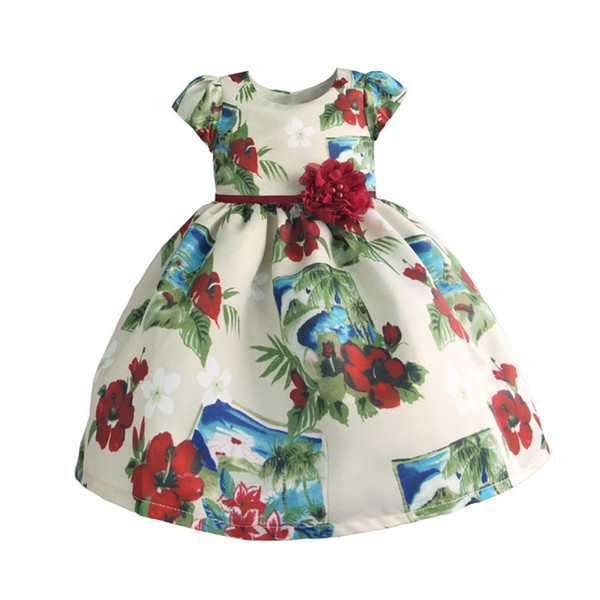 Baby Girls Red Flowers Dress Kids Formal Dresses For Girls Girl Summer Princess Dress 2019 Kid Party Clothes For 3-8Y