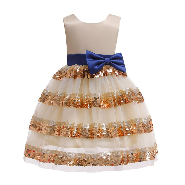 Baby Girls Gold Sequined Dress Kids Dresses For Girls Girl Summer Princess Dress 2019 Kid Party Clothes For 100-150cm