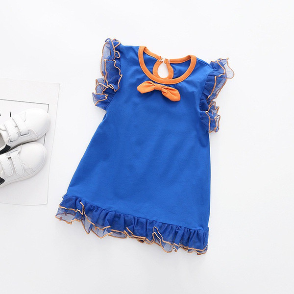 Girls Petal Sleeve Dress 2019 Kids Summer Dresses For Girls Girl Casual Dress Girl Cartoon Dress For 90-130cm