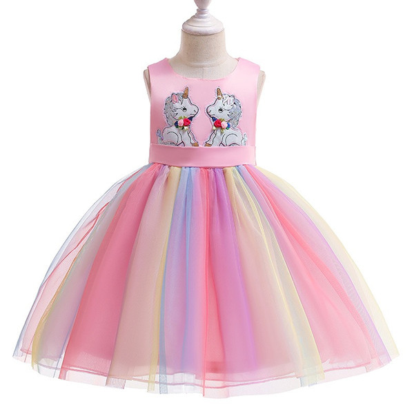 Girls Unicorn Dress Kids Dresses For Girls Princess Dress Infantil Rainbow TUTU Dress Girl Costume Clothes For 100-150cm