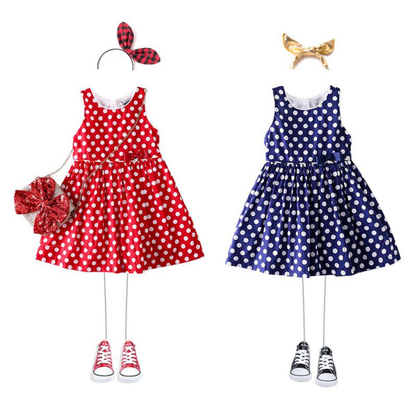 Wholesale Girls Dotted Dress Kids Princess Dress For Girls Casual Dress 2019 Girl Summer Clothes