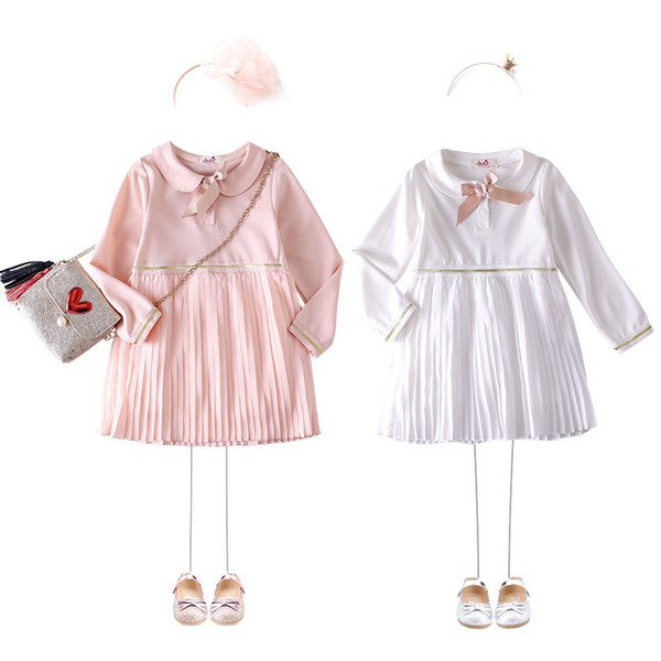 Girls Chiffon Pleated Dress 2019 Kids Spring Dresses For Girls Girl Princess Dress Kids Preppy Style Dress