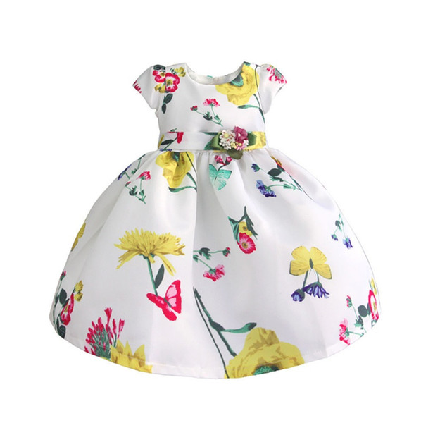 Baby Girls Yellow Flowers And Butterfly Dress Kids Dresses For Girls Girl Summer Princess Dress 2019 Kid Party Clothes For 3-8Y