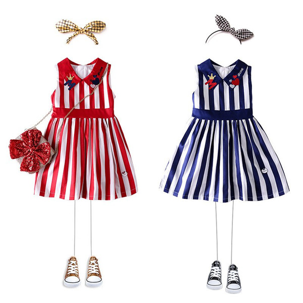 Girls Embroidery Letters Dress 2019 Kids Summer Dresses For Girls Girl Striped Dress Girl Casual Dress For 90-140cm