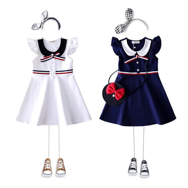 Baby Girl Preppy Style Dress 2019 Girls Sport Summer Clothes Kids Short Sleeve Clothes Children Casual Dresses For Girls