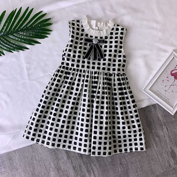 Baby Girl Black Plaid Dress 2019 Girls Elegant Summer Clothes Kids Sleeveless Clothes Children Casual Dresses For Girls