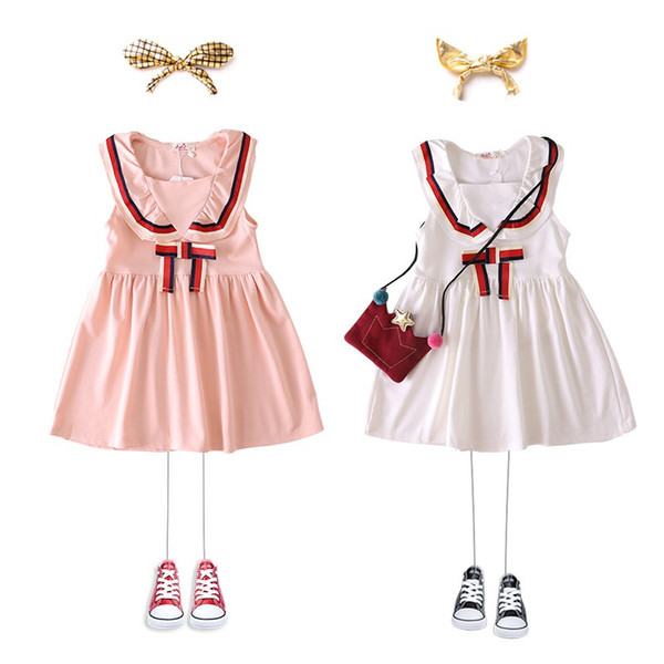 Baby Girl Ruffles Dress 2019 Girls Bow Clothes Kids Sleeveless Clothes Children Summer Dresses For Girls For 90-130cm