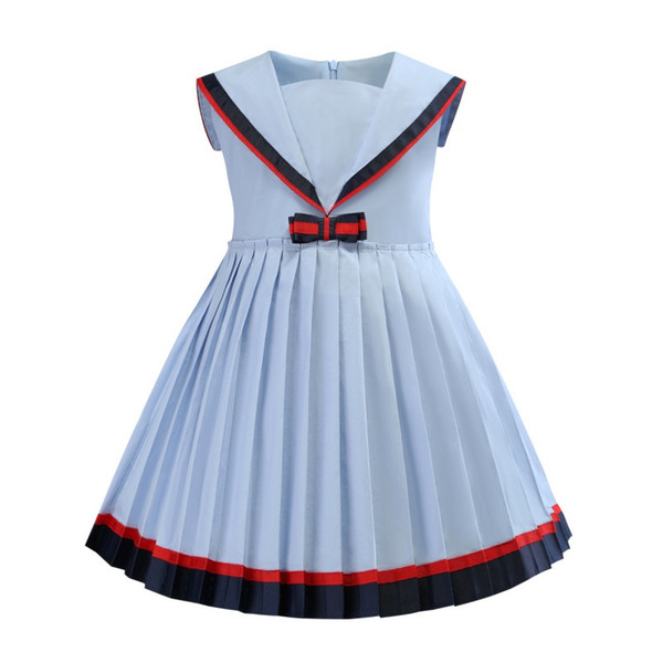 Girls Sailor Collar Dresses 2019 Kids Summer Dresses For Girls Girl Pleated Dress Girl Casual Dress For 90-140cm