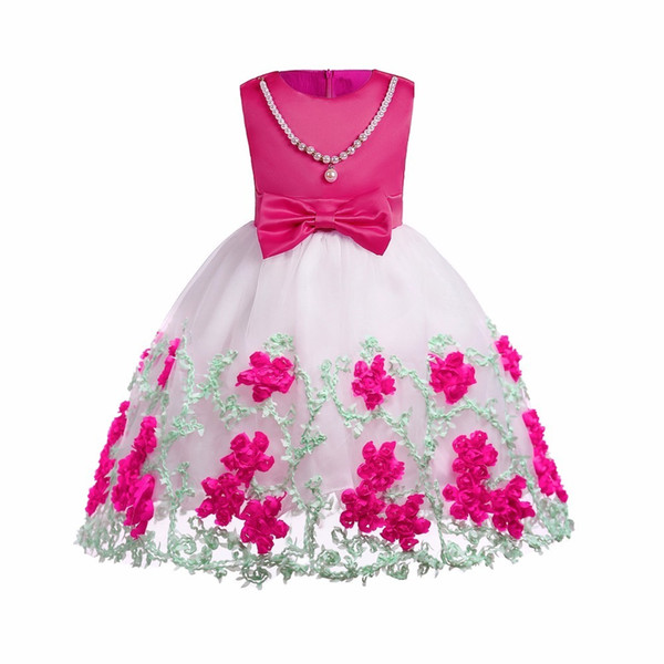 good quality children lace flower princess girl dress for wedding birthday party girl kids clothes evening prom dresses for girls