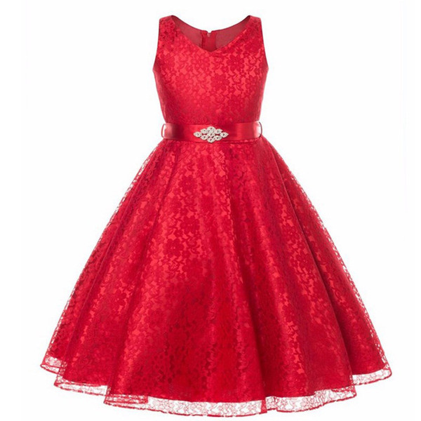 OLEKID 2019 Summer Girl Party Dress Brand Sleeveless Mesh Lace Girls Wedding Princess Dress 3-12 Years Kids Teenagers Dress