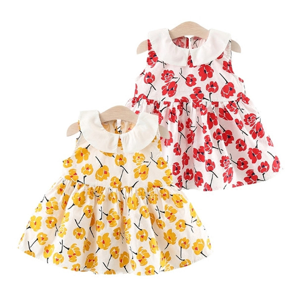 quality new summer baby girls dress girls floral dresses cartoon sleeveless clothes pricness birthday party dresses cute girls