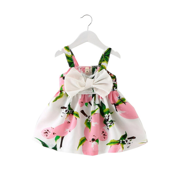 2019 Summer Baby Girl Dress Bowknot Printed Sleeveless Infant Girls Dresses 0-2 Years Newborn Baby Girl Princess Party Dresses