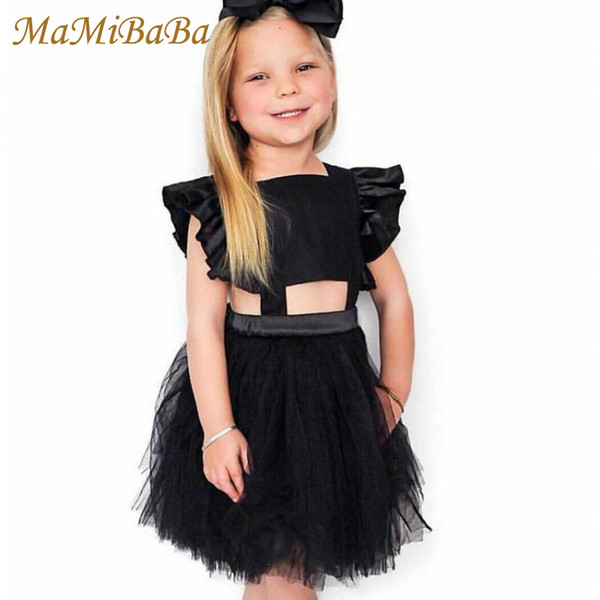 2019 New Summer Baby Girls Dresses Solid Sleeveless Square Collar Knee-length Ball Gown Dress For Little Children Clothing Ds498