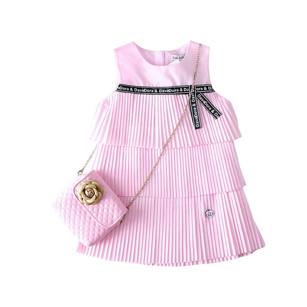 Children's Clothes 2019 Summer New Product Girl Pure Cotton Bow Cake Chiffon Skirt Skirt