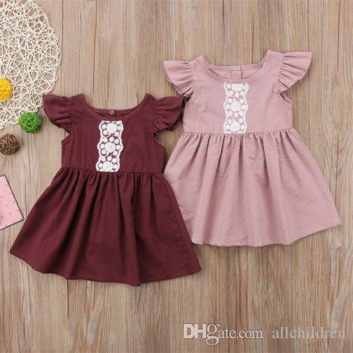 Toddler Baby Girls Clothes Dress Kids Toddler Girl Ruffle Sleeve Dress Lace Summer Dress Tops