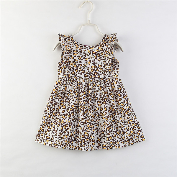 2019 summer new children's clothing fashion Korean version of the explosions leopard sleeveless lace dress