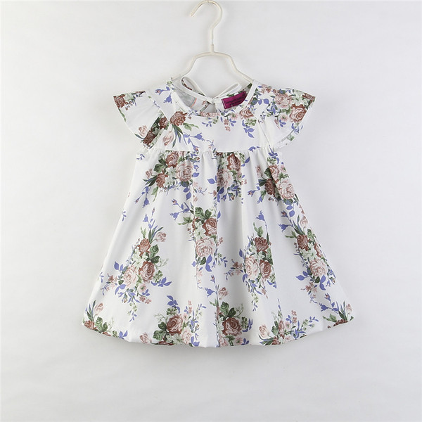 Summer new children's wear European and American style ladies and girls flying sleeves floral dress