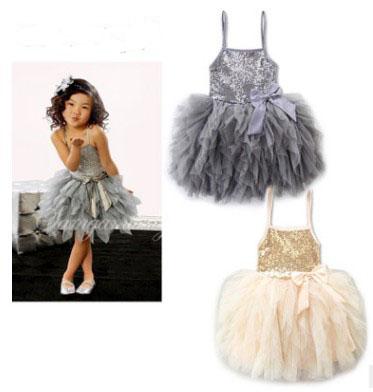 Explosion children's wear girls suspender dress summer big boy bow sequin cake skirt princess mesh skirt