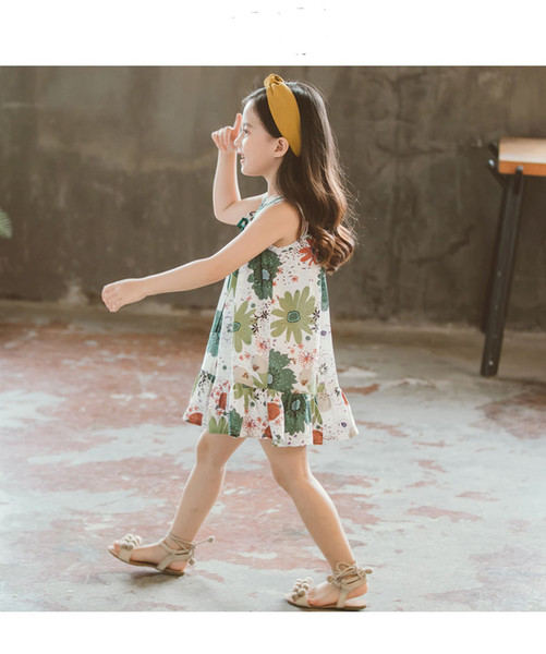 Children's wild summer dress girls skirt baby cotton vest dress in the big children's dress breathable foreign children's skirt